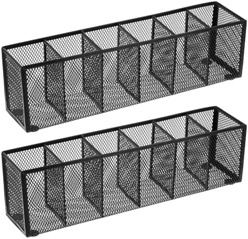 2 Pcs Mesh Desk Organizer Metal Mesh Pen Holder Desktop Stationery Pencil Caddy Organizer Basket by Unknown
