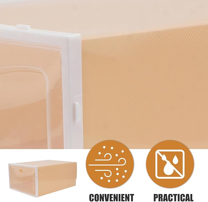 SHINEOFI 2Pcs Thickened Plastic Shoe Storage Boxes Stackable Male Footwear Containers Large Capacity Home Organizer for Sneakers and Boots