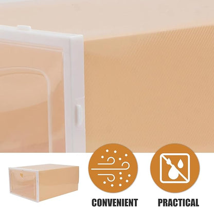 SHINEOFI 2Pcs Thickened Plastic Shoe Storage Boxes Stackable Male Footwear Containers Large Capacity Home Organizer for Sneakers and Boots