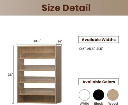 ROOMTEC 19.5" Shoe Shelf Short Tower Closet Unit, Modular Closet System with Shelf, Wardrobe Organizer for Bedroom or Walk-in Closet, Wall Mounted, Customizable Clothes Storage Unit, Wood