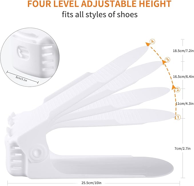 Antigo Shoes Slots Organizer for Closet, Adjustable Shoe Rack Organizador De Zapatos for Closet Organization, Shoe Storage Shoe Holder Space Saver for Entryway(12 Pack)(White)