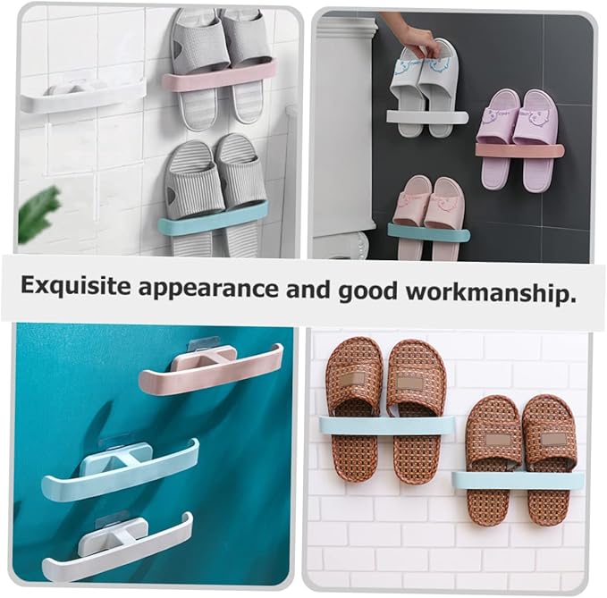 PRETYZOOM 9pcs Wall-mounted Slipper Rack Organizer No-drill Shoe Holder for Bathroom Kitchen and Entryway Stylish Strong Easy to Install Multi-purpose Hanging Storage