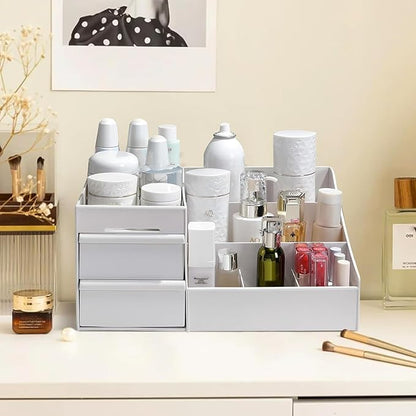Large Makeup Organizer with Drawers - Multi-Functional Vanity and Countertop Storage for Cosmetics, Skincare, Perfume, Nail Polish, Brushes - Compact Desk and Bathroom Organizer for Women’s Gifts