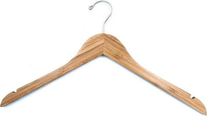 SSWBasics Bamboo Hangers for Clothes - Hanger 17" - Case of 50