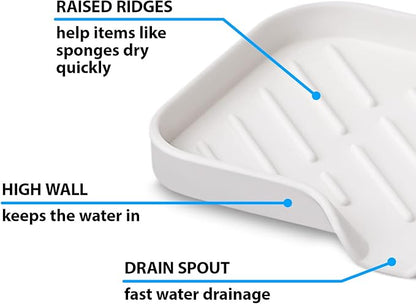 1 Pc Cream Silicone Sponge Holder | Sink Tray for Dish Sponges and Soap Organization | 9.45 x 5.51