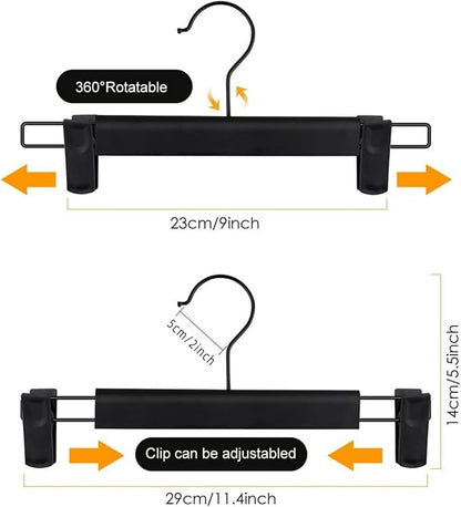 NORTHERN BROTHERS Pants Hangers, Black 50 Pack with Clips for Pants, Skirts, and Shorts - Plastic Bulk Hangers
