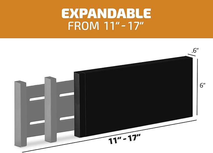 6-Pack Drawer Dividers 6 Inch High, 11”-17" Adjustable Bamboo Organizers Large Expandable Drawer Separators for Cloths, Dresser, Bedroom, Bathroom, Baby Drawer, Office & Kitchen Utensils (Black)