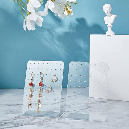 Acrylic Earring Display Stand Organizer, 72 Holes, Jewelry Storage Rack Showcase for Ear Studs, Clear Holder