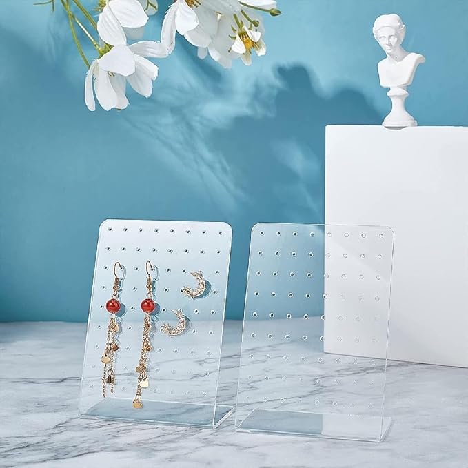 2Pcs Earrings Stand Display, 72 Holes Acrylic Earring Holder Organizer, Ear Studs Jewelry Storage Display, Rack Showcase Earrings Display, Stand Earring Storage