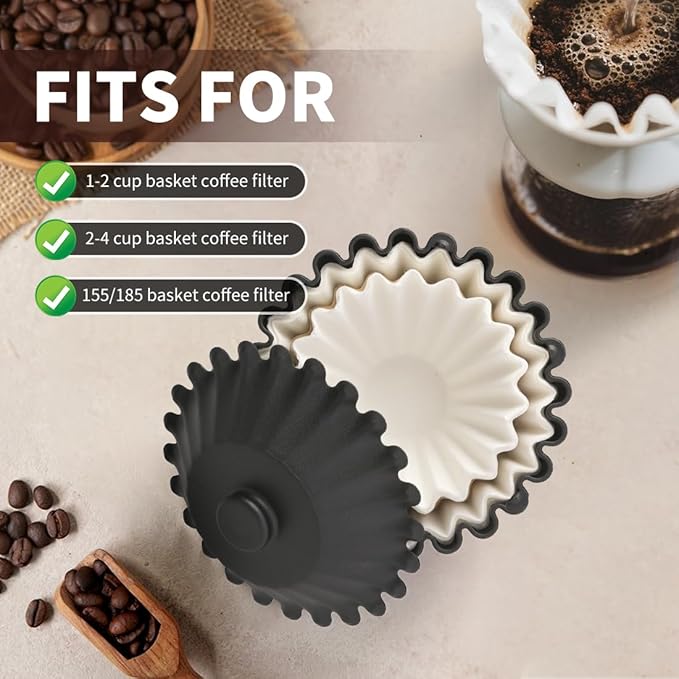 Basket Coffee Filter Holder Storage-Container - Coffee Bar Counter Accessories Decor Pour Over Paper Filters Organzier for 1-4 Cup Basket Filters