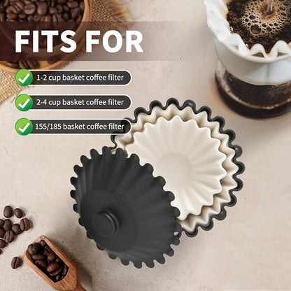 Basket Coffee Filter Holder Storage-Container - Coffee Bar Counter Accessories Decor Pour Over Paper Filters Organzier for 1-4 Cup Basket Filters