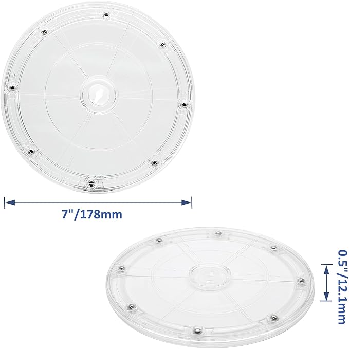 2Pcs 7” Clear Acrylic Turntable Organizer, Rotating Organizer Swivel Plate for Bathroom Kitchen Cabinet Table Spice Rack Cake Pantry