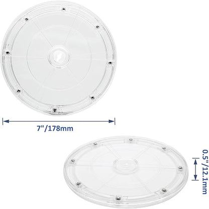 2Pcs 7” Clear Acrylic Turntable Organizer, Rotating Organizer Swivel Plate for Bathroom Kitchen Cabinet Table Spice Rack Cake Pantry