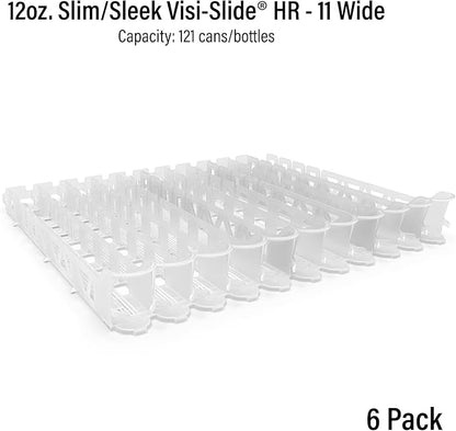 Display Technologies Visi-Slide Drink Organizer for Fridge - 12oz Slim Can Gravity Fed Shelves (Pack of 6)