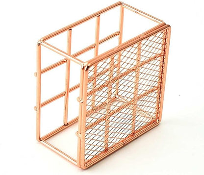 Teensery Metal Wire Lipstick Organizer Rose Gold Lip Gloss Display Stand 9 Slots Lip Stick Storage Holder Makeup Brush Organizer for Cosmetic Makeup and Dresser Display (1 Piece)