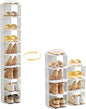 UFORU Vertical Shoe Rack, 9-Tier Plastic Stackable Storage Shelf for Small Closets and Narrow Spaces, Compact Free Standing Shoe Racks for Entryway Bedroom Dormitory