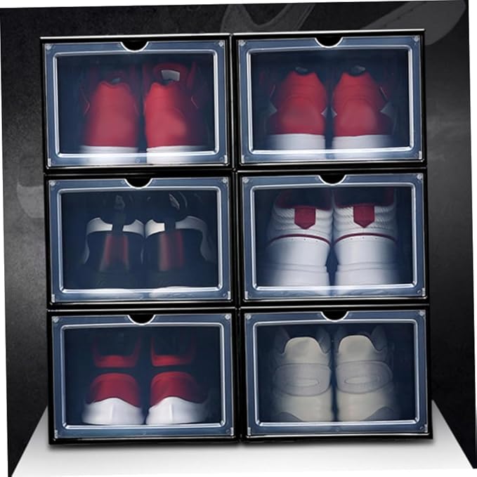 Alipis Thick Plastic Folding Clamshell Magnetic Basketball Shoe Box Sturdy Storage Box for Entryway