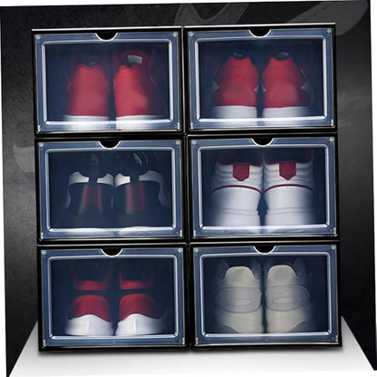 Alipis Thick Plastic Folding Clamshell Magnetic Basketball Shoe Box Sturdy Storage Box for Entryway