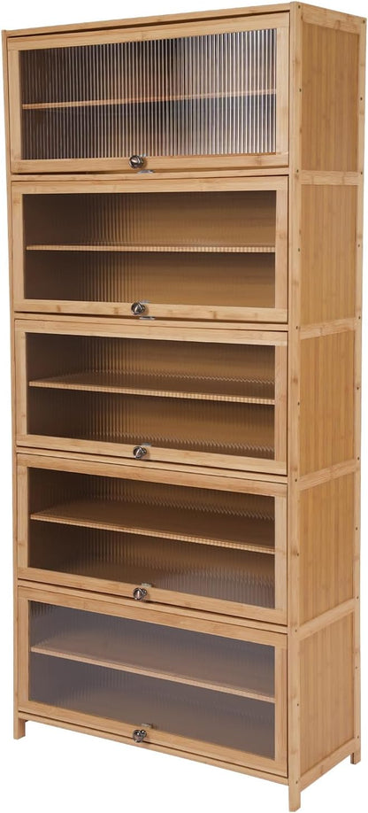10 Tier Shoe Rack Organizer with Door, 40 Pairs Entryway Shoe Storage Cabinet Narrow Shoe Organizers and Storage Shoe Rack for Entryway Bedroom Hallway (Brown)