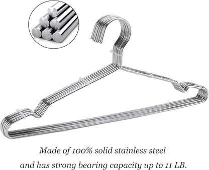 10 Pack Stainless Steel 15.75 Inches Clothes Hangers - Strong Heavy Duty, Ultra Thin Space Saving, Durable Slim Sleek Silver