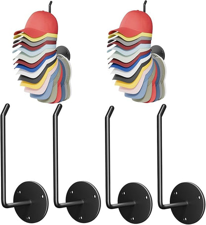 6 Pcs Hat Organizer for Baseball Caps, Hat Rack, Hat Hooks for Wall, Paper Towel Holder, Drilled or Adhesive Hanger for Door, Wall, Closet, Storage for Caps, Towel, Paper, Headband, Key, Belt, Tie
