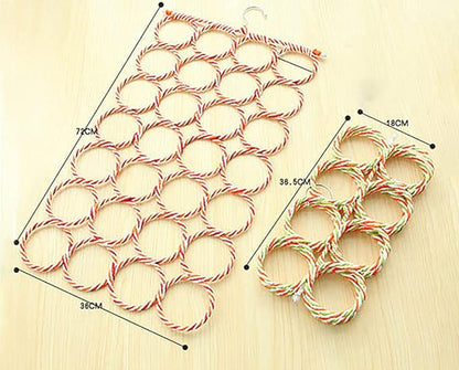 Scarf Hanger 28 Rings Tie Rack Multiple Purpose Holder for Closet,Clutter Removing and Space-Saving Hanger for Scarves, Shawl, Belts & Accessories Random Color