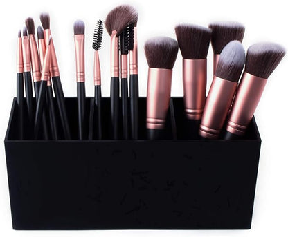 Super Z Outlet Cosmetic Makeup Organizer for Lipstick, Eyeliner Brushes, Lip Pencil Display Rack 3 Slot Vanity Top Holder (Black Gold)