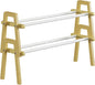 2-Tier Bamboo Shoe Rack Stackable, Shoe Organizer for Entryway and Closet, Modular Small Shoe Storage Shelf, Space-Saving Free Standing, Holds 8-10 Pairs of Shoes, Natural
