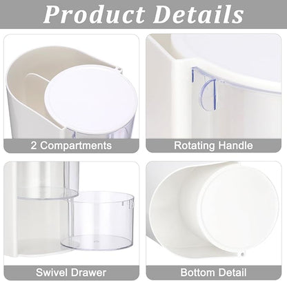 Rotating Hair Accessories Organizer with Comb Holder Plastic Hair Clips Storage Container Cosmetic Storage Box for Makeup Sponge Brush, 3-Layer White