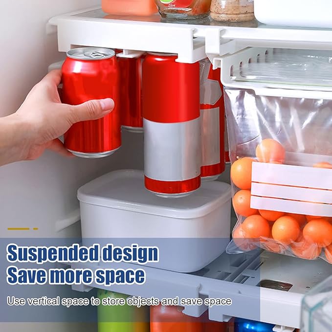 Hanging Stacking Can Dispenser Lightweight Soda Can Organizer Rack Pull-out Fridge Drink Can Holder Portable Reusable Drink Beverage Dispenser Rack for Fridge Pantry Freezer Kitchen