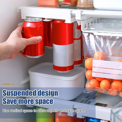 Hanging Stacking Can Dispenser Lightweight Soda Can Organizer Rack Pull-out Fridge Drink Can Holder Portable Reusable Drink Beverage Dispenser Rack for Fridge Pantry Freezer Kitchen
