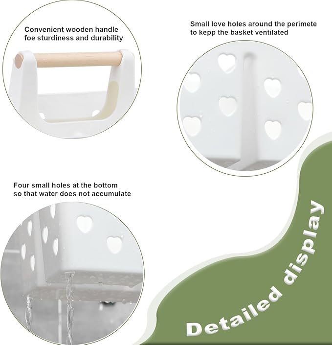 Anyoifax Portable Shower Caddy Plastic Basket Organizer Divided Bathroom Storage Tote With Handle for College, Dorm Room, Kitchen, White