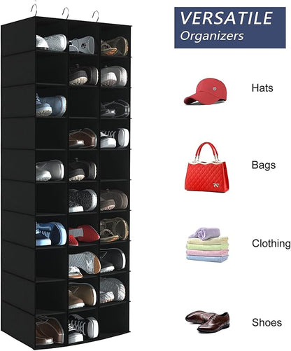 Libeder Hanging Closet Organizers 30 Section Shoe Shelves, Shoe Storage Hanging Shoe Rack, Space Saving Shoe Holder, Black
