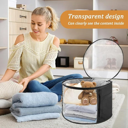 Bibabala Oversized Clear Hat Storage Bag for Women, Holds up to 7 Caps Cowboy Organizer for Closet, Wide Brims Case with Carrying Handles(Black)