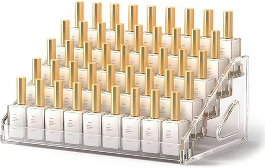 Nail Polish Rack, 5 Tiers Plastic Nail Polish Shelf Storage Organizer Display, Freestanding Makeup Caddy for Sunglasses, Cosmetics (5 Layers)