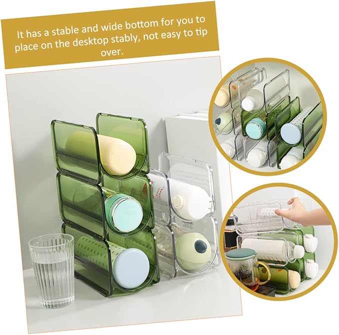 PRETYZOOM 2pcs Multi-Layer Cup Holder Bottle Organizer for Cabinet Water Bottle Organizer Rack Stackable Wine Holder