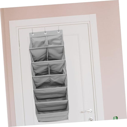 PRETYZOOM 1Set Multi Layer Door Back Storage Organizer Convenient Pouch for Shoes Bags Crafts Over the Door Household Storage Grey Design