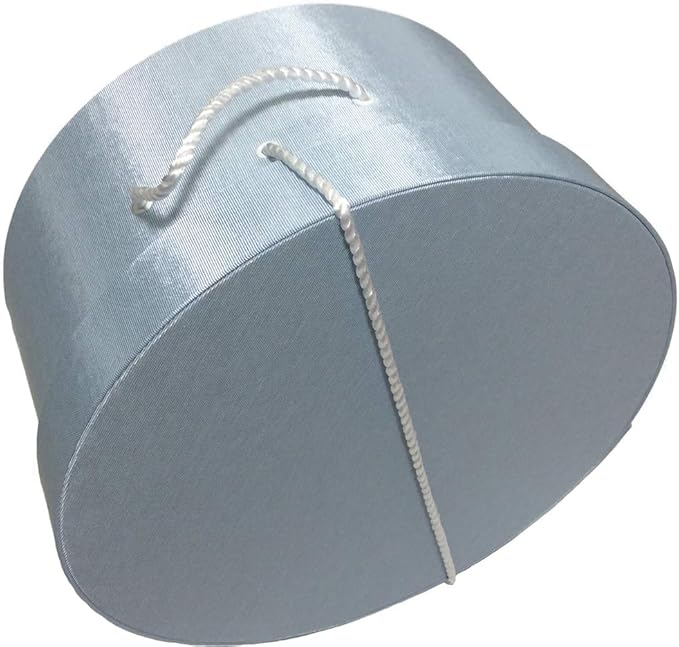Sarah's Hat Boxes Classic Light Blue Hat Box – 14.75" x 7.5" (Dia. x Ht.) Handmade in USA – Odorless Non-Toxic Adhesive, Cording Handle – Premium Storage for Hats & Accessories
