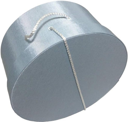 Sarah's Hat Boxes Classic Light Blue Hat Box – 14.75" x 7.5" (Dia. x Ht.) Handmade in USA – Odorless Non-Toxic Adhesive, Cording Handle – Premium Storage for Hats & Accessories