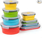 Collapsible Silicone Food Storage Containers Set with Lid & Air Vent, Foldable Lunch Containers, 8 Pack (4 Rectangular + 4 Round Bowls), BPA-Free, Space-Saving