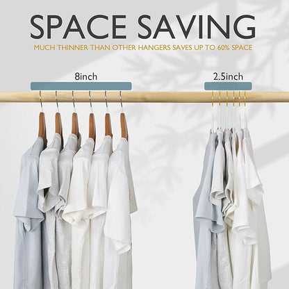 ManGotree Velvet Coat Hangers, Non-Slip Felt Suit Hangers, Ultra-Slim Space Saving Clothes Hanger with 360° Swivel Gold Hook, Sturdy for Jacket, Shirt, Dress, Pants (36 Pack, White)