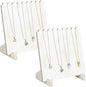 Ikee Design Set of 2 Wood Necklace Jewelry Display Stand for 8 Necklaces, Necklace Display Holder Organizer, Wash White Color
