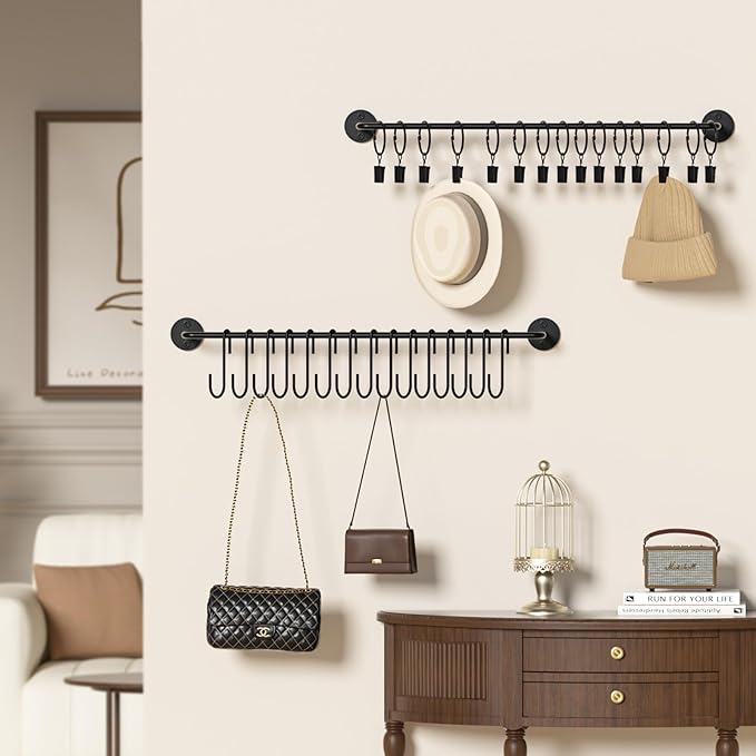 3 Pack Wall Mounted Cap Storage Organizer Baseball Hat Racks Display Holders Hangers with 20 Clips 10 Hooks Entryway Door Bedroom Laundry Kitchen