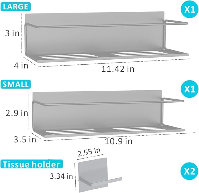 Magnetic Spice Rack For Refrigerator, Space Saving Magnetic Shelf For Fridge Grey 2 Pack With Magnetic Paper Towel Holder