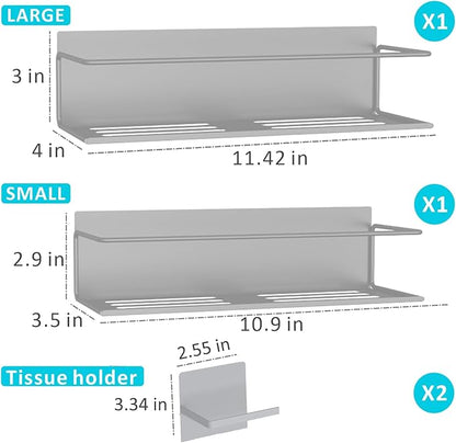 Magnetic Spice Rack For Refrigerator, Space Saving Magnetic Shelf For Fridge Grey 2 Pack With Magnetic Paper Towel Holder