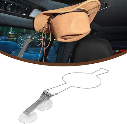Car Hat Holder for Truck SUV – Suction Cup Cowboy Hat Rack for Car Windshield, Stainless Steel Hat Hanger Keeps Hats Shape, Vehicle Hat Organizer for Travel, Road Trips & Daily Commute