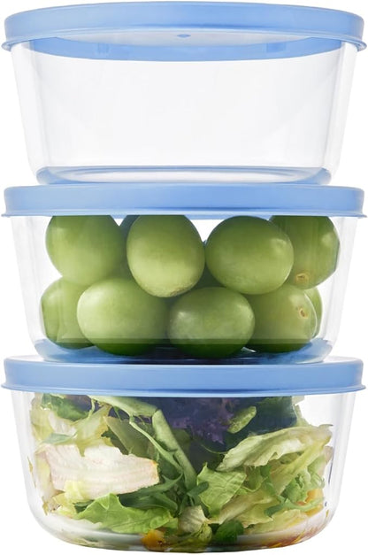 6-Piece Glass Food Storage Containers Set (3 Containers + 3 BPA-Free Lids) | 2-Cup, Leakproof | Microwave, Freezer, Oven & Dishwasher Safe | Ideal for Meal Prep & Pantry Organization, Lavender Blue