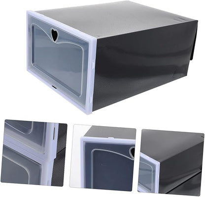 6pcs Sneaker Boxes over The Door Organizer Stackable Shoe Rack Pp Material Black