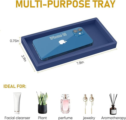 Silicone Vanity Tray - Thickened, Shatterproof, Rectangle - 7.8 * 3.9 in - For Counter, Soap Dispenser