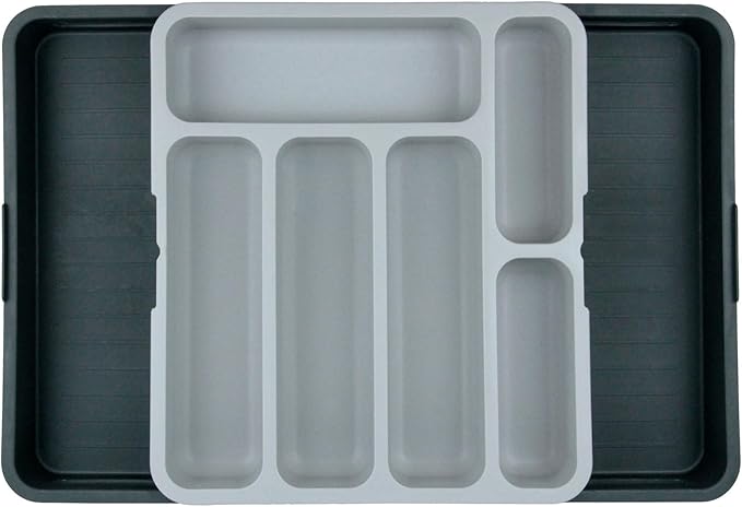 Furndiy Expandable Drawer Organizer Utensil Tray for Kitchen | Flatware and Cutlery Holder, Compact Storage for Spoons Forks Knives | Cutlery Utensil Set for | Based in USA